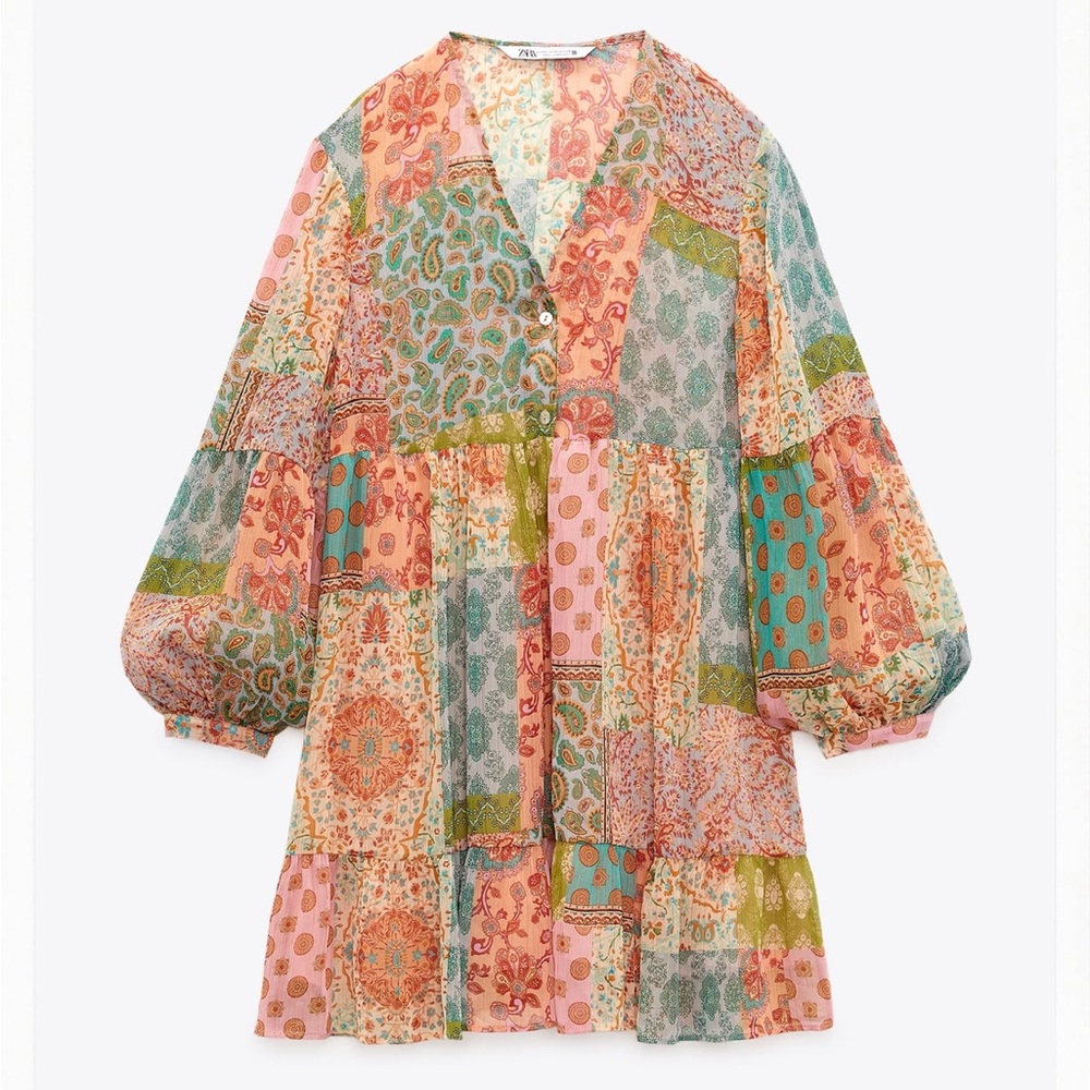 Zara NWOT Patchwork print dress.